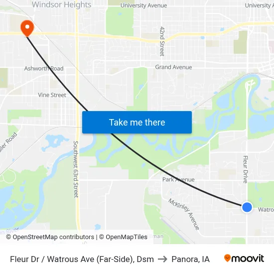 Fleur Dr / Watrous Ave (Far-Side), Dsm to Panora, IA map