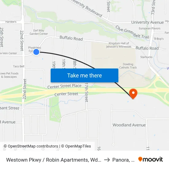 Westown Pkwy / Robin Apartments, Wdm to Panora, IA map