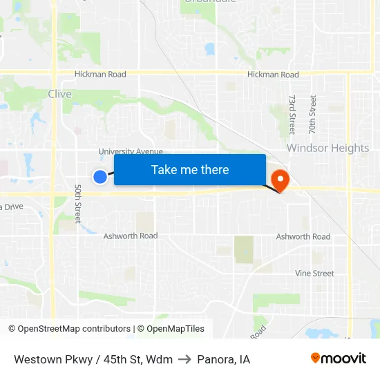 Westown Pkwy / 45th St, Wdm to Panora, IA map
