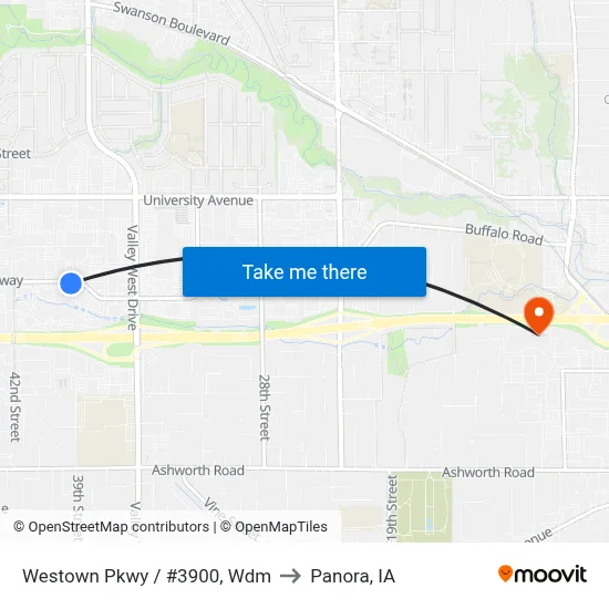 Westown Pkwy / #3900, Wdm to Panora, IA map