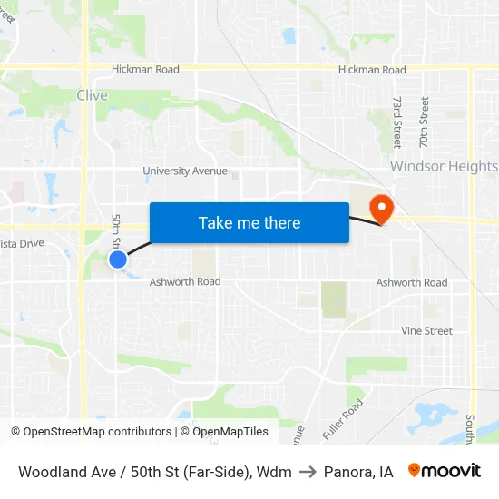 Woodland Ave / 50th St (Far-Side), Wdm to Panora, IA map