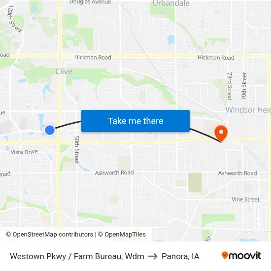 Westown Pkwy / Farm Bureau, Wdm to Panora, IA map