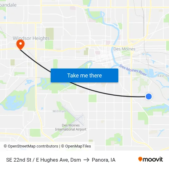 SE 22nd St / E Hughes Ave, Dsm to Panora, IA map