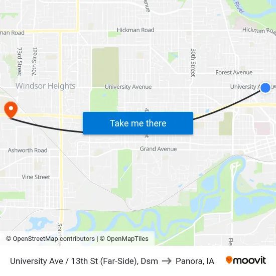 University Ave / 13th St (Far-Side), Dsm to Panora, IA map