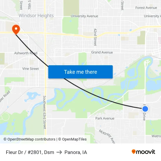 Fleur Dr / #2801, Dsm to Panora, IA map