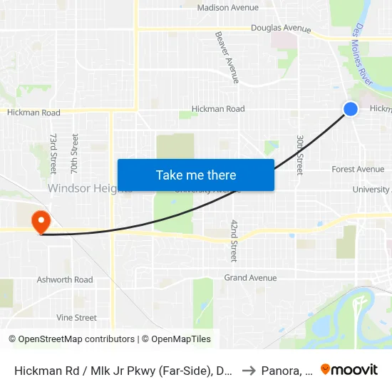 Hickman Rd / Mlk Jr Pkwy (Far-Side), Dsm to Panora, IA map