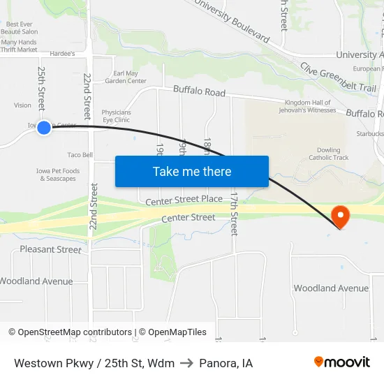 Westown Pkwy / 25th St, Wdm to Panora, IA map