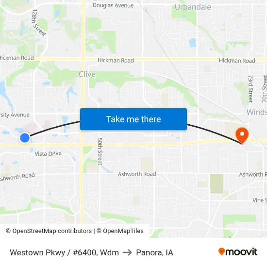 Westown Pkwy / #6400, Wdm to Panora, IA map