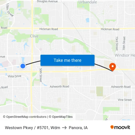 Westown Pkwy / #5701, Wdm to Panora, IA map