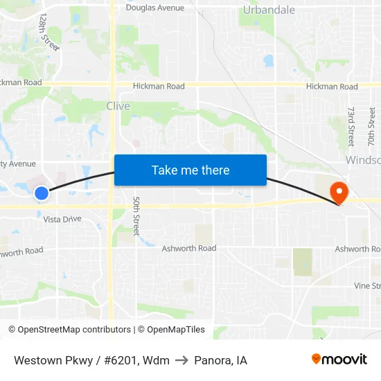 Westown Pkwy / #6201, Wdm to Panora, IA map