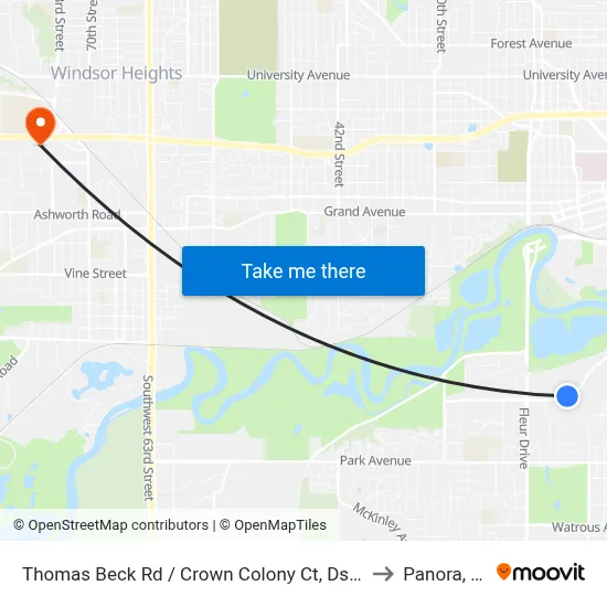 Thomas Beck Rd / Crown Colony Ct, Dsm to Panora, IA map