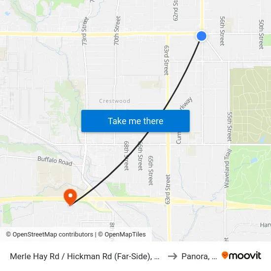 Merle Hay Rd / Hickman Rd (Far-Side), Dsm to Panora, IA map