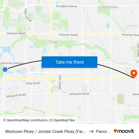 Westown Pkwy / Jordan Creek Pkwy (Far-Side), Wdm to Panora, IA map
