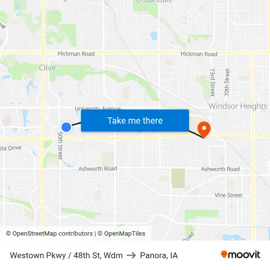 Westown Pkwy / 48th St, Wdm to Panora, IA map