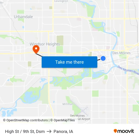 High St / 9th St, Dsm to Panora, IA map