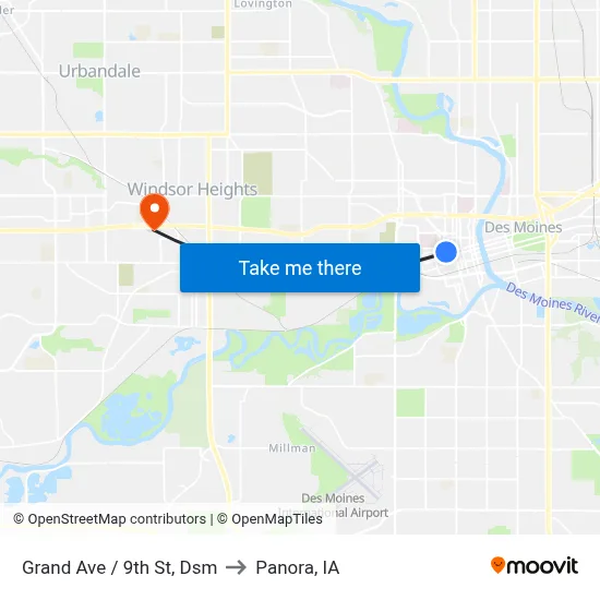 Grand Ave / 9th St, Dsm to Panora, IA map