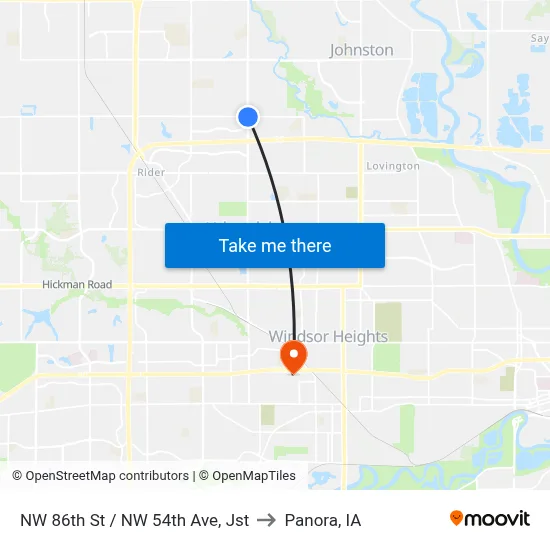 NW 86th St / NW 54th Ave, Jst to Panora, IA map
