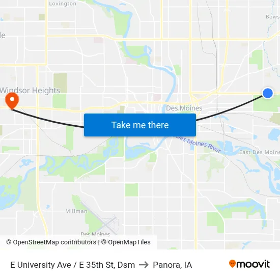 E University Ave / E 35th St, Dsm to Panora, IA map