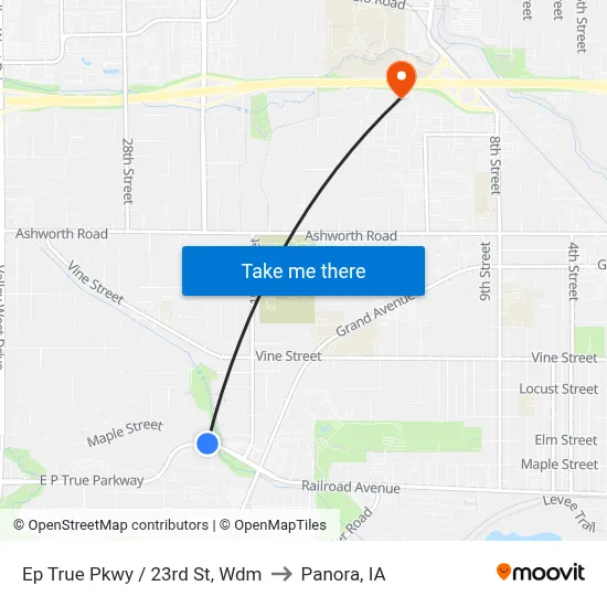 Ep True Pkwy / 23rd St, Wdm to Panora, IA map