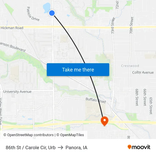 86th St / Carole Cir, Urb to Panora, IA map