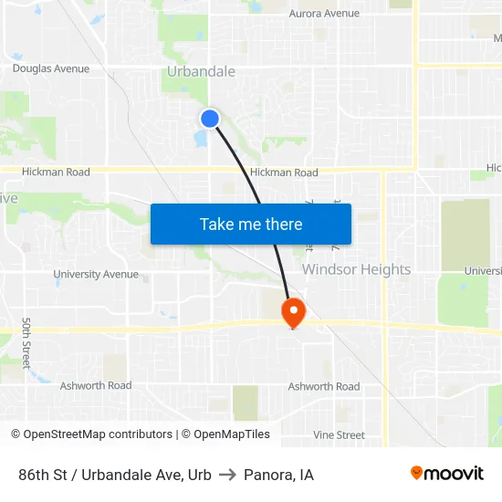 86th St / Urbandale Ave, Urb to Panora, IA map