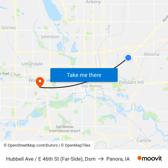 Hubbell Ave / E 46th St (Far-Side), Dsm to Panora, IA map