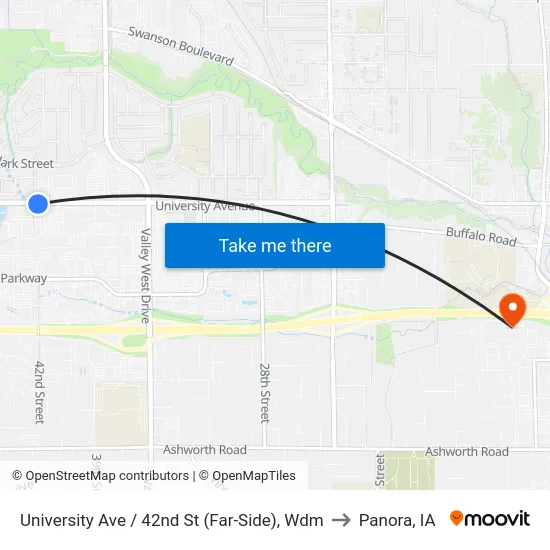 University Ave / 42nd St (Far-Side), Wdm to Panora, IA map