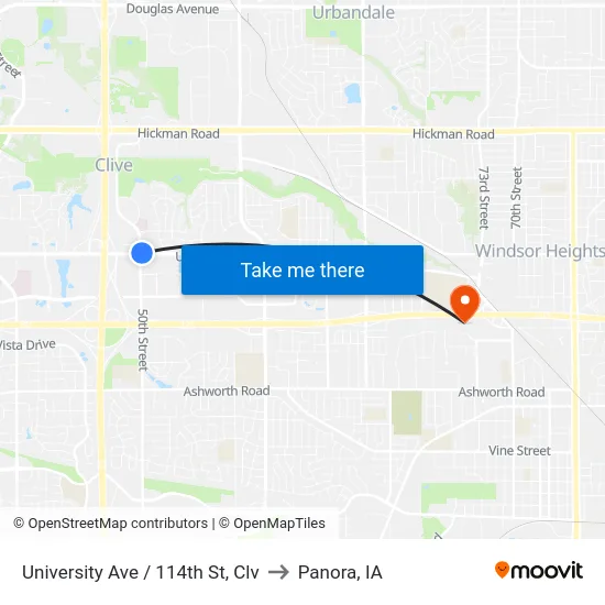 University Ave / 114th St, Clv to Panora, IA map
