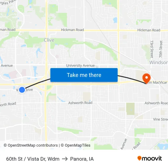 60th St / Vista Dr, Wdm to Panora, IA map
