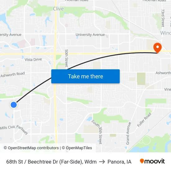 68th St / Beechtree Dr (Far-Side), Wdm to Panora, IA map