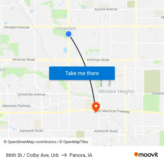 86th St / Colby Ave, Urb to Panora, IA map