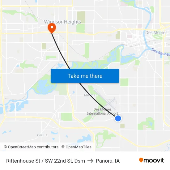 Rittenhouse St / SW 22nd St, Dsm to Panora, IA map