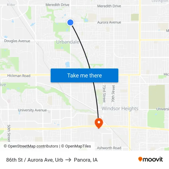 86th St / Aurora Ave, Urb to Panora, IA map