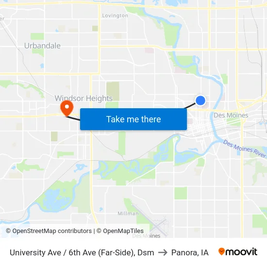 University Ave / 6th Ave (Far-Side), Dsm to Panora, IA map
