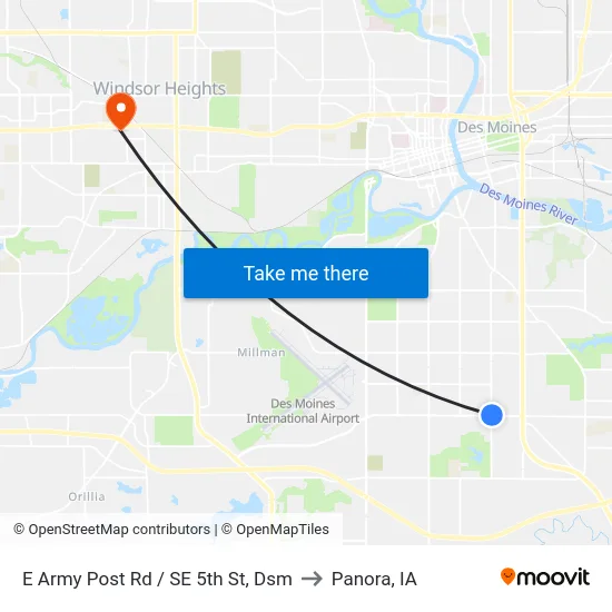 E Army Post Rd / SE 5th St, Dsm to Panora, IA map