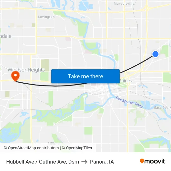 Hubbell Ave / Guthrie Ave, Dsm to Panora, IA map
