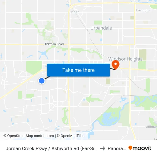 Jordan Creek Pkwy / Ashworth Rd (Far-Side), Wdm to Panora, IA map
