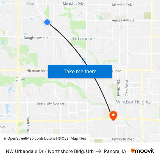 NW Urbandale Dr / Northshore Bldg, Urb to Panora, IA map