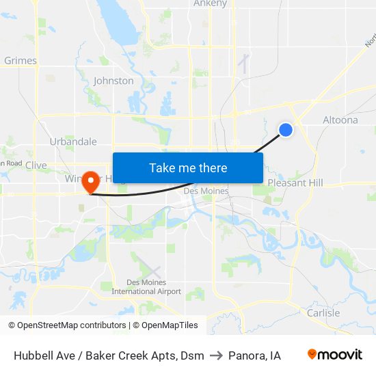 Hubbell Ave / Baker Creek Apts, Dsm to Panora, IA map