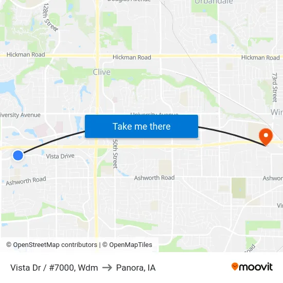 Vista Dr / #7000, Wdm to Panora, IA map