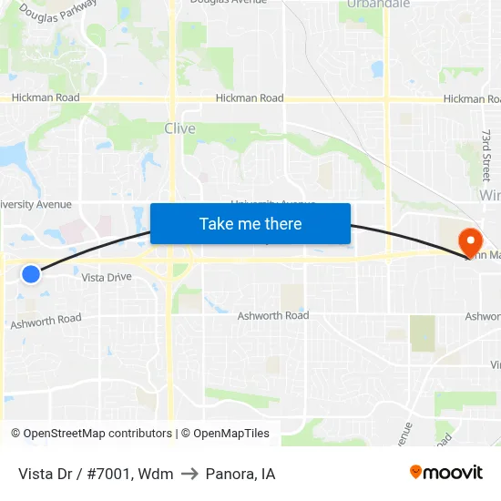 Vista Dr / #7001, Wdm to Panora, IA map