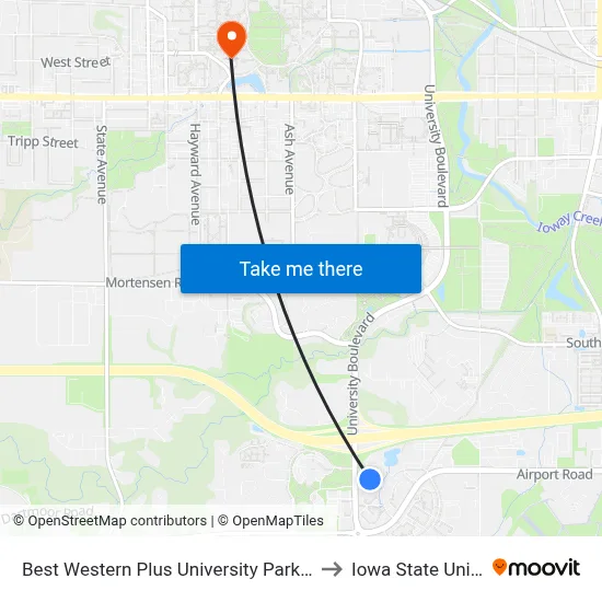 Best Western Plus University Park Inn & Suites to Iowa State University map