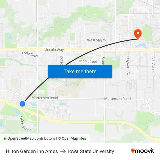 Hilton Garden Inn Ames to Iowa State University map