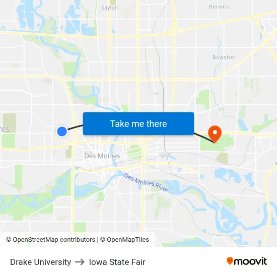 Drake University to Iowa State Fair map