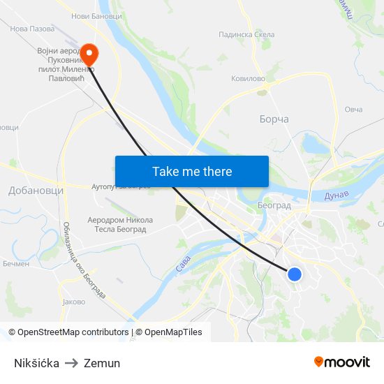 Nikšićka to Zemun map