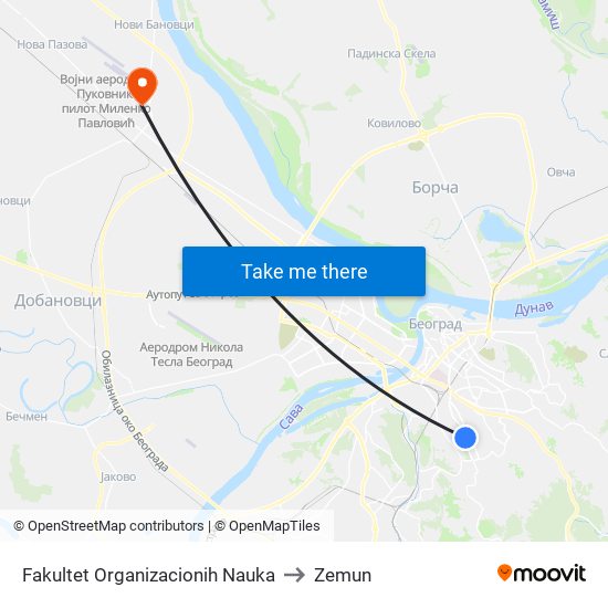 Fakultet Organizacionih Nauka to Zemun map