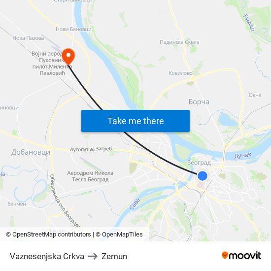 Vaznesenjska Crkva to Zemun map