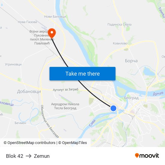 Blok 42 to Zemun map