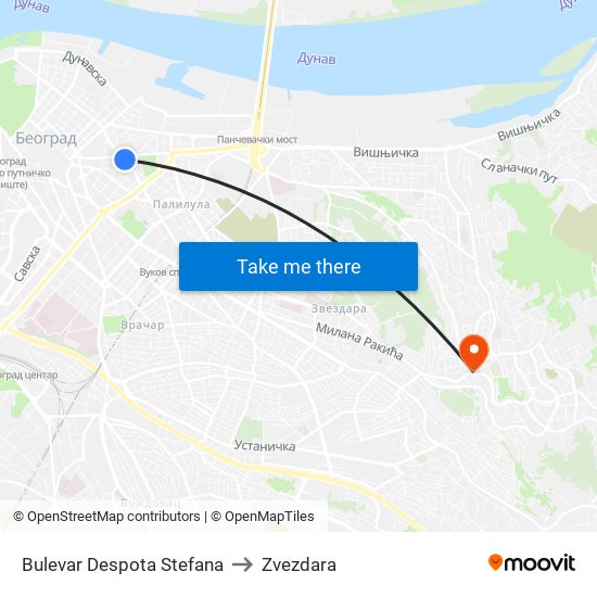 Bulevar Despota Stefana to Zvezdara map