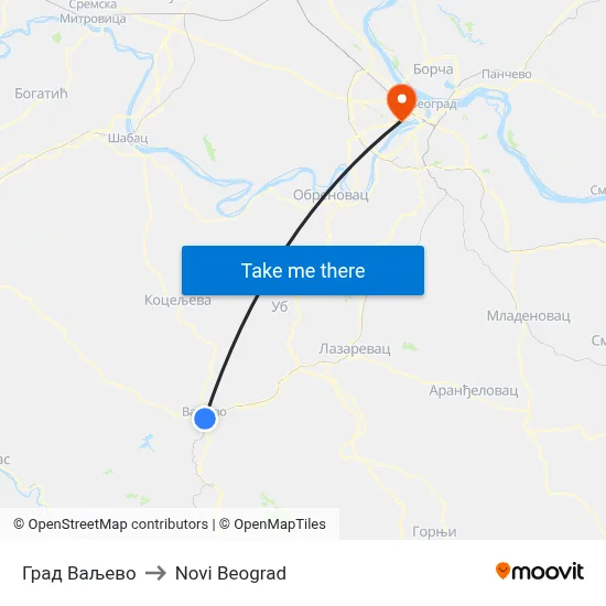 Град Ваљево to New Belgrade map